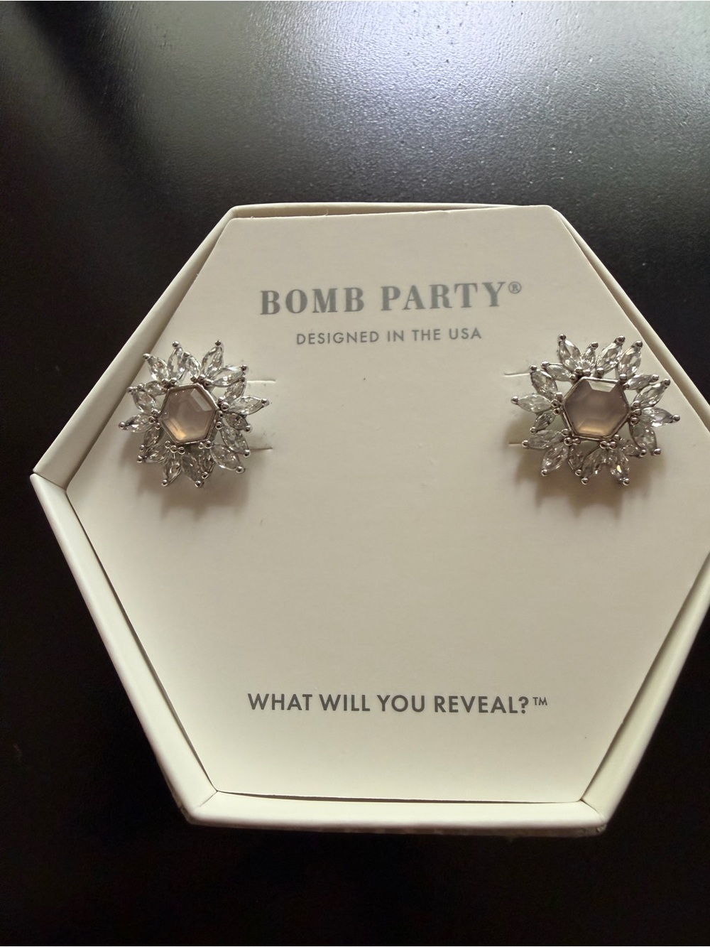 .925 Sterling Silver Crystal Floral Stud Earrings